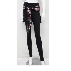 Leggings with plaid shirt attached..